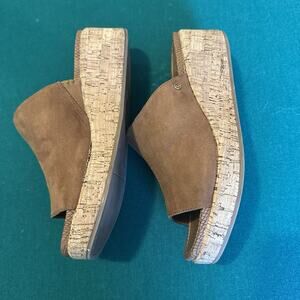 Circus by Sam Edelman Cork Wedge Sandals Brown Suede Open Toe Slides Women’s 9.5